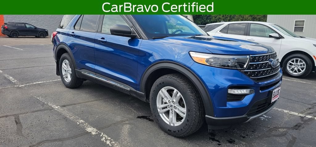 2020 Ford Explorer XLT in Blue — front three-quarter view