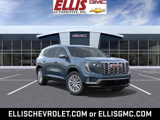 2026 GMC Acadia Denali in Downpour Metallic — front three-quarter view