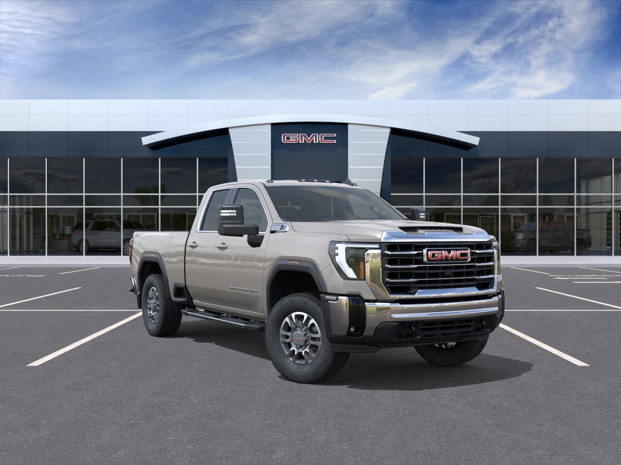 2026 GMC Sierra 2500 HD SLE in Coastal Dune — front three-quarter view