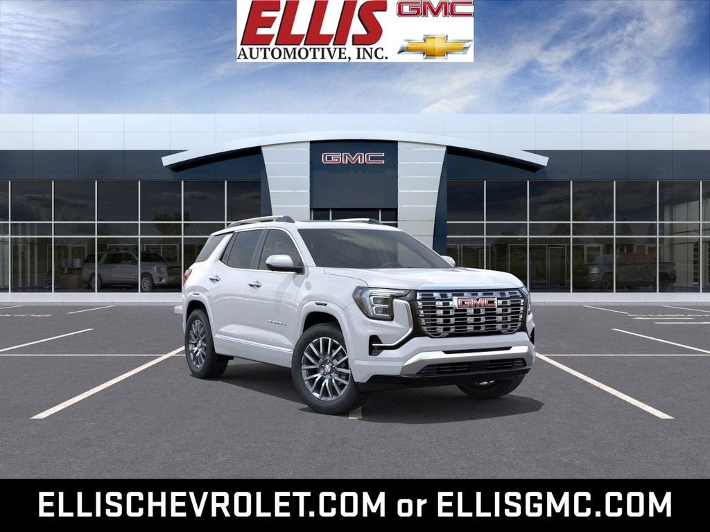 2026 GMC Terrain Denali in Summit White — front three-quarter view